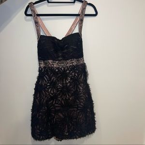 Sue Wong NWT Black Ruffle Mini Dress